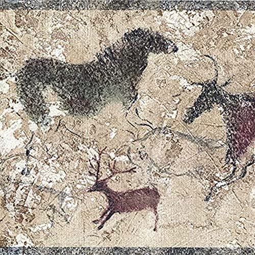 Concord Wallcoverings ™ Wallpaper Border Animals Pattern Native Cave Art Drawings For Living Room Cottage, Brown Black Antique White, 7 Inches By 15 Feet Bc103500 #TOP23