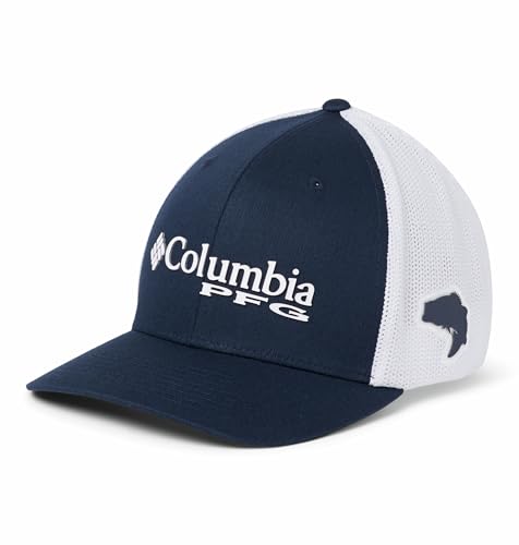 Columbia Unisex PFG Logo Mesh Ball Cap, Collegiate Navy, S/M