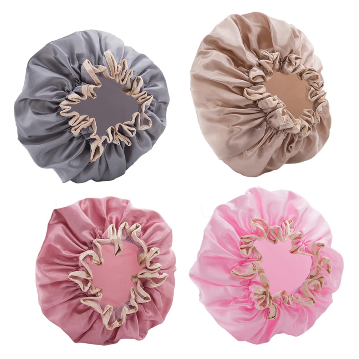 Angoily 12stücke Teiliges Duschhauben Doppel-layer Wasserdichte Duschkappen Für Haarpflege Schickes Design Champagner Und Mauve Für Zuhause Und Salongebrauch