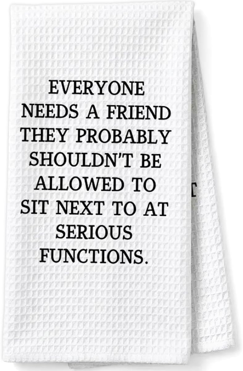 Sarcastic Sayings Dish Towels for Women Hostess, Humorous Waffle Weave Kitchen Towels for Friends, Everyone Needs a Friend