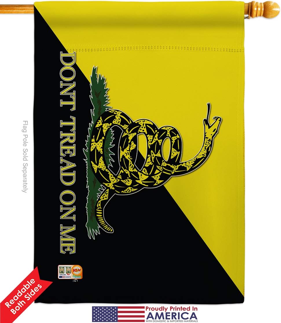 Gadsden Anarcho Capitalist House Flag Americana US Historic July Memorial Veteran Independence United State American Small Decorative Gift Yard Banner Double-Sided Made In USA 28 X 40