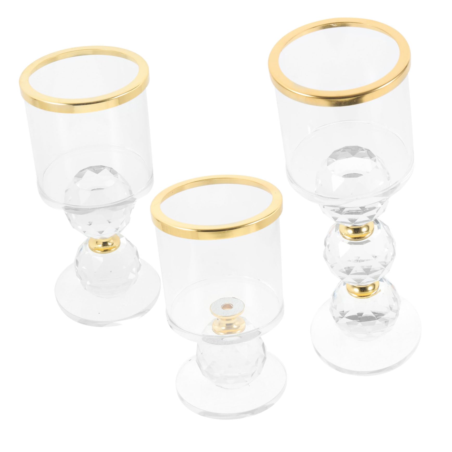 Cabilock 3pcs Candle Holder for Pillar Candle Crystal Candlesticks Candle Holder for Room Windproof Clear Candle Holders Candle Holder for Table Cylinder Candleholders Pillar Candle Holder