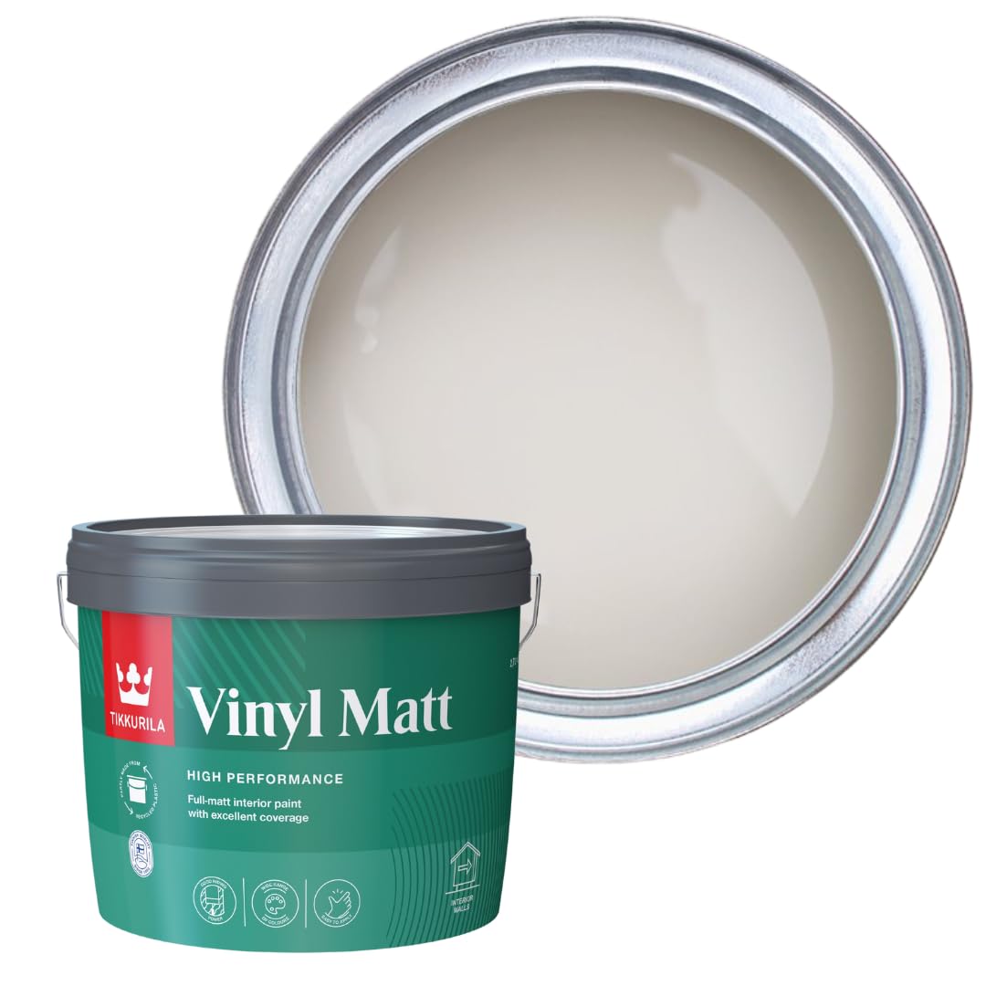 TIKKURILA Vinyl Matt - Washable Full Matt Emulsion Paint For Interior Walls & Ceilings - 10l Median X486