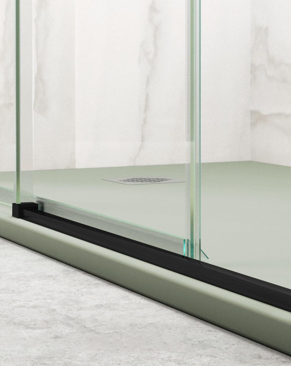 Mampara Ducha Rectangular Angular Corredera 2 Puertas 2 Fijos | Cristal 5mm Antical | Perfil Negro 80cm (Adaptable 78-80cm) X 70cm