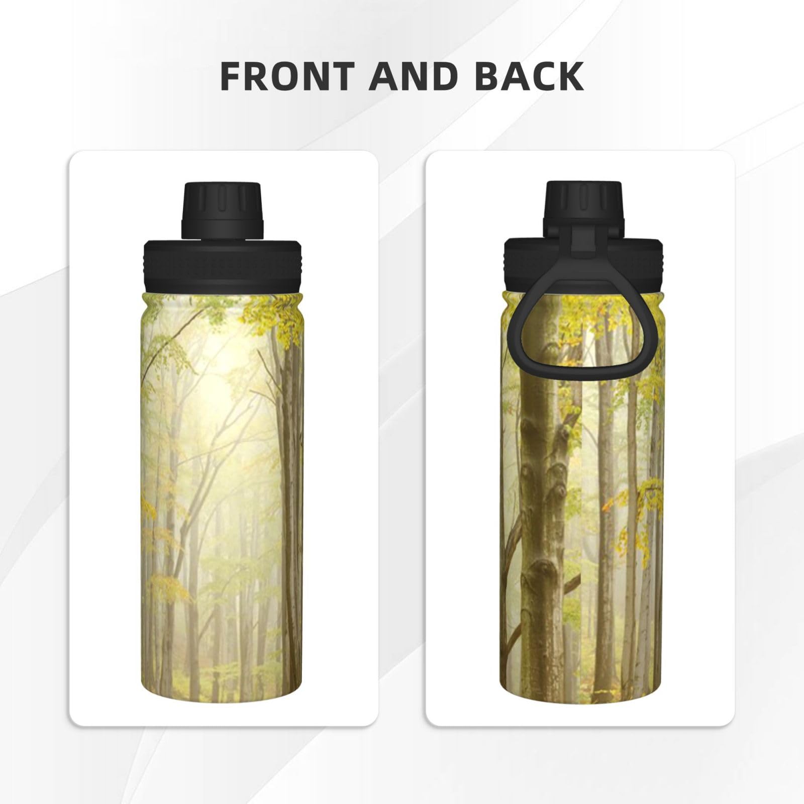 Forest Lane Print Wasserflasche Edelstahl Isolierflaschen 530 ml Sport Wasserflaschen für Männer Frauen