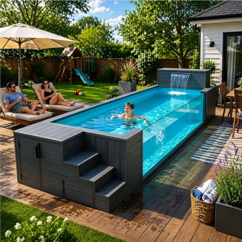Shipping Container Swimming Pool, Customized Outdoor Modular Pools, Modern Shipping Container Swimming Pool with Optional View Window & Heating System, Flexible Stackable Design for Hotel Resort
