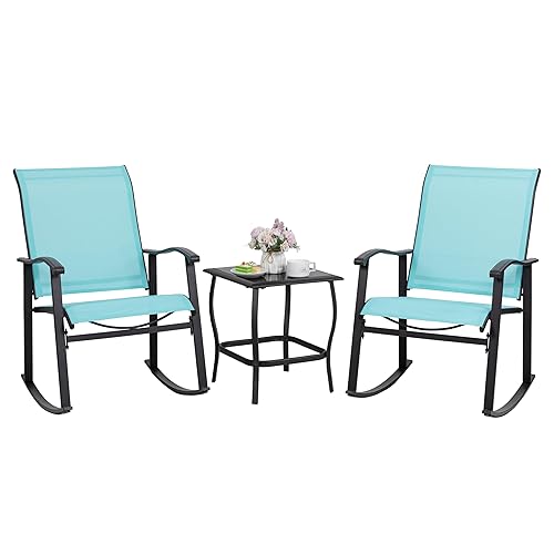 3 Piece Rocking Bistro Set, Outdoor Furniture with Rocker Chairs