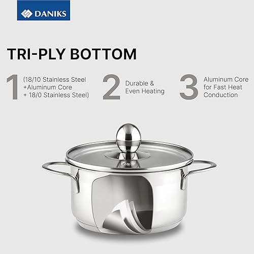 Miniatura 4 de Daniks Mini juego de utensilios de cocina de acero inoxidable, 4 piezas, compatible con inducción, apto para lavavajillas, asas resistentes al