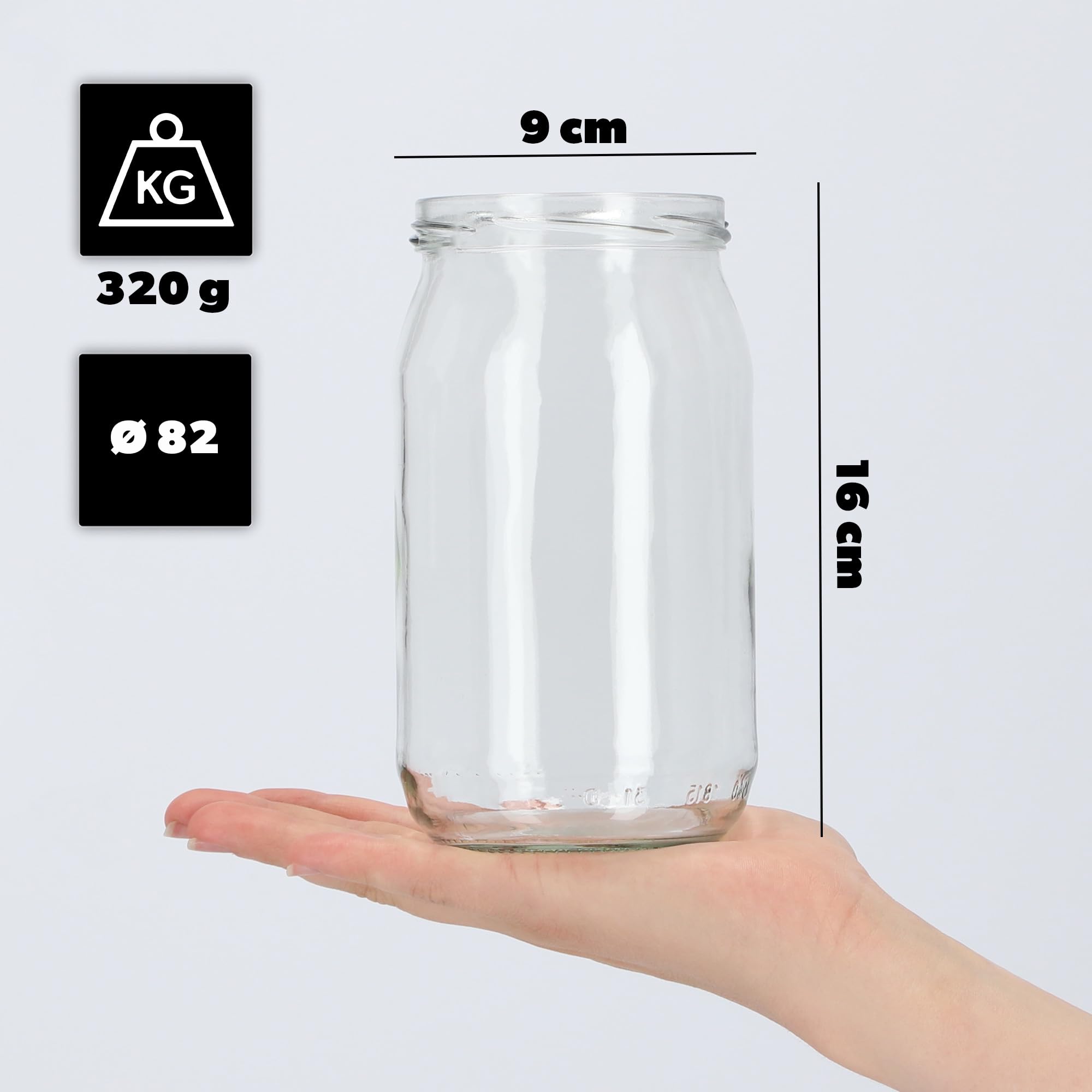 KADAX Lot de 24 grands bocaux en verre 760ml Ø82 Rustique – Couvercle Twist-Off hermétique TO82 – Pour conserves, cornichons, légumes fermentés & confitures maison