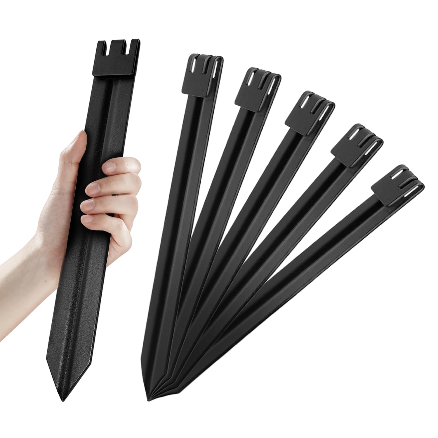 6Pcs Metal Landscape Edging Stakes, 10In Garden Stakes Landscape Anchoring Spikes for Terrace Board/Landscape Edging Coil/Grass Barrier/Bender Board