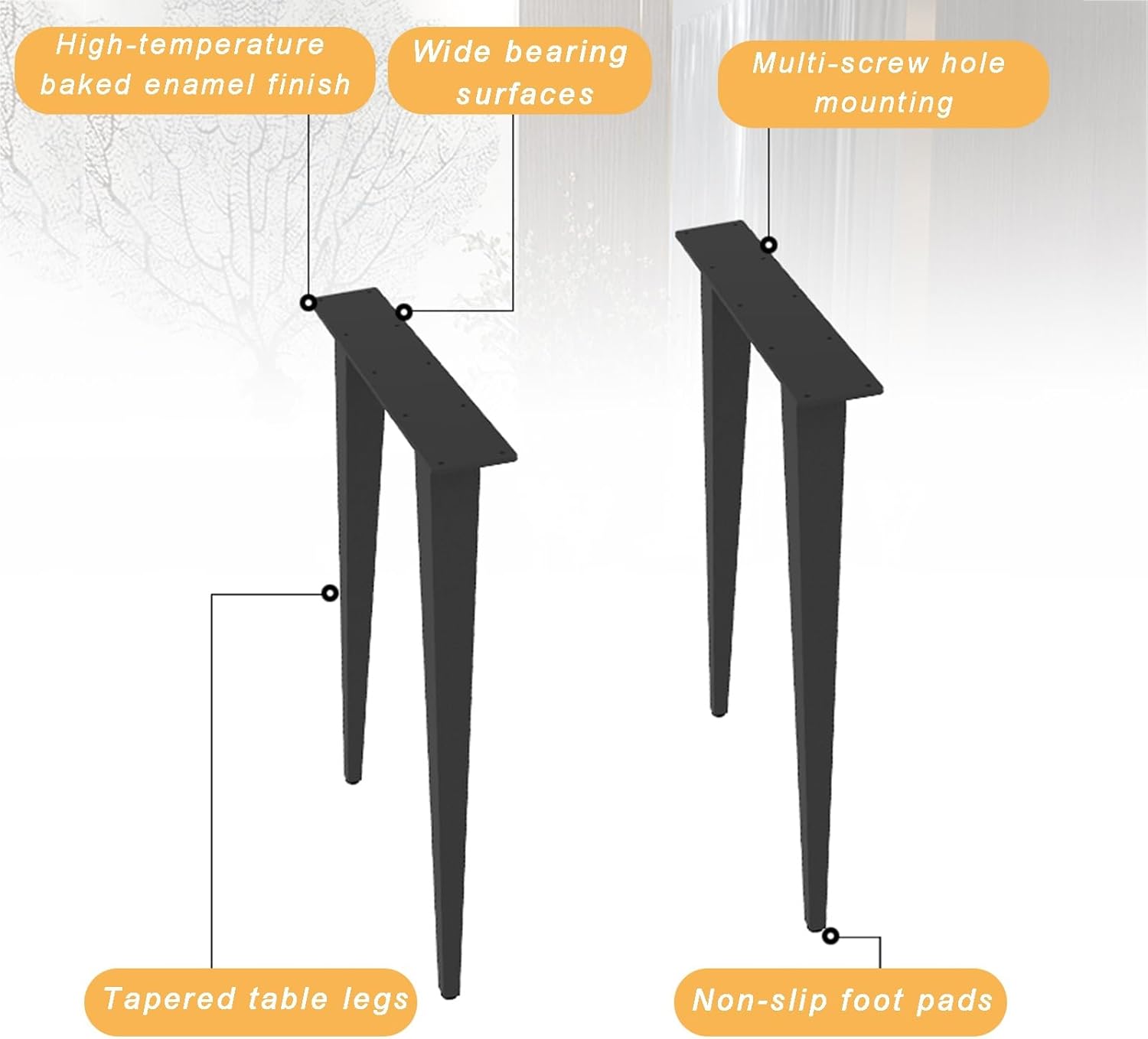 Tapered Metal Desk Frames Fully Welded Construction Equipped with Non-Slip Foot Pads Water Proof and Rustproof Features a Widened Support Surfaces and Multiple Mounting Hole