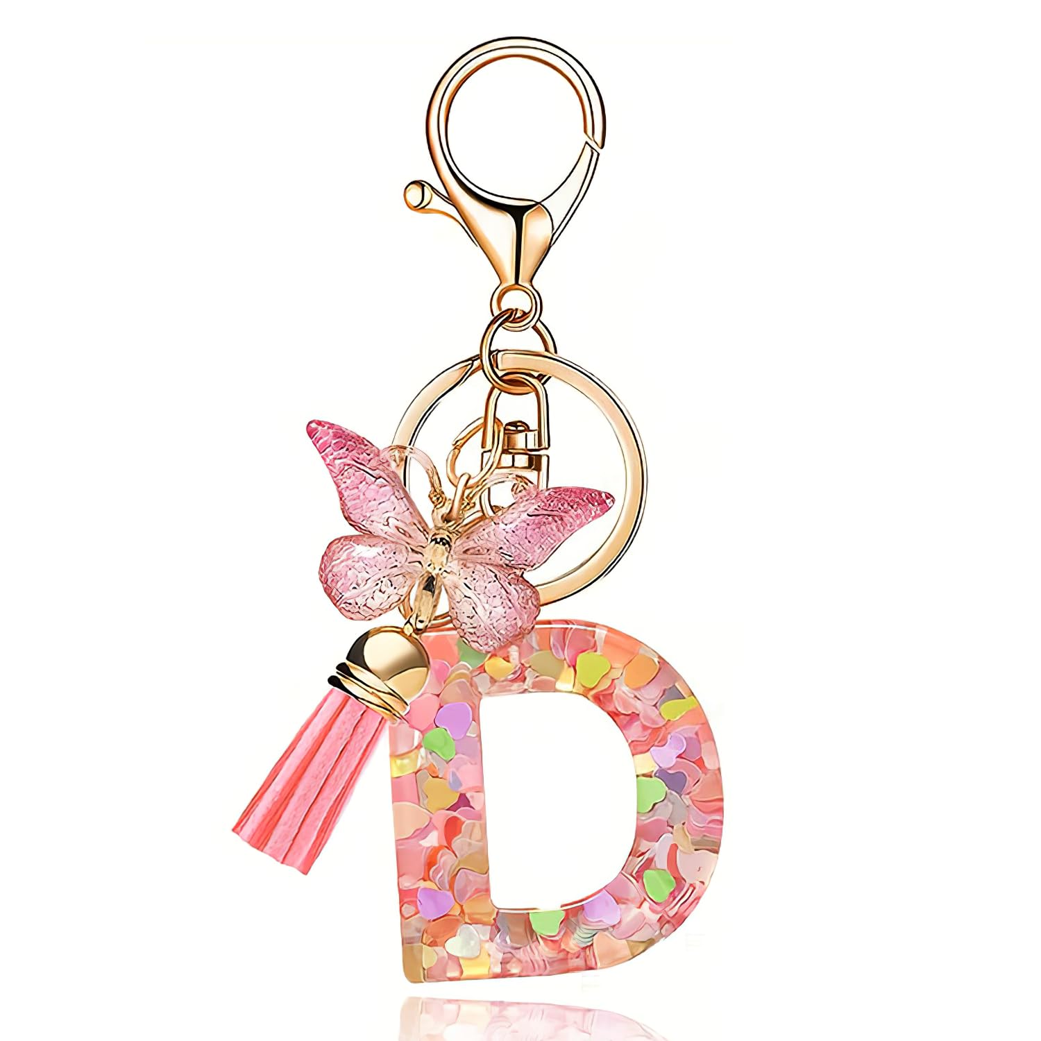 Initial Letter Key Chain | Butterfly Tassel Keyrings & Keychains for Girls and Women | Cute Keychain for Purse, Handbags, Backpacks, School Bags, and Gift Giving-image-20