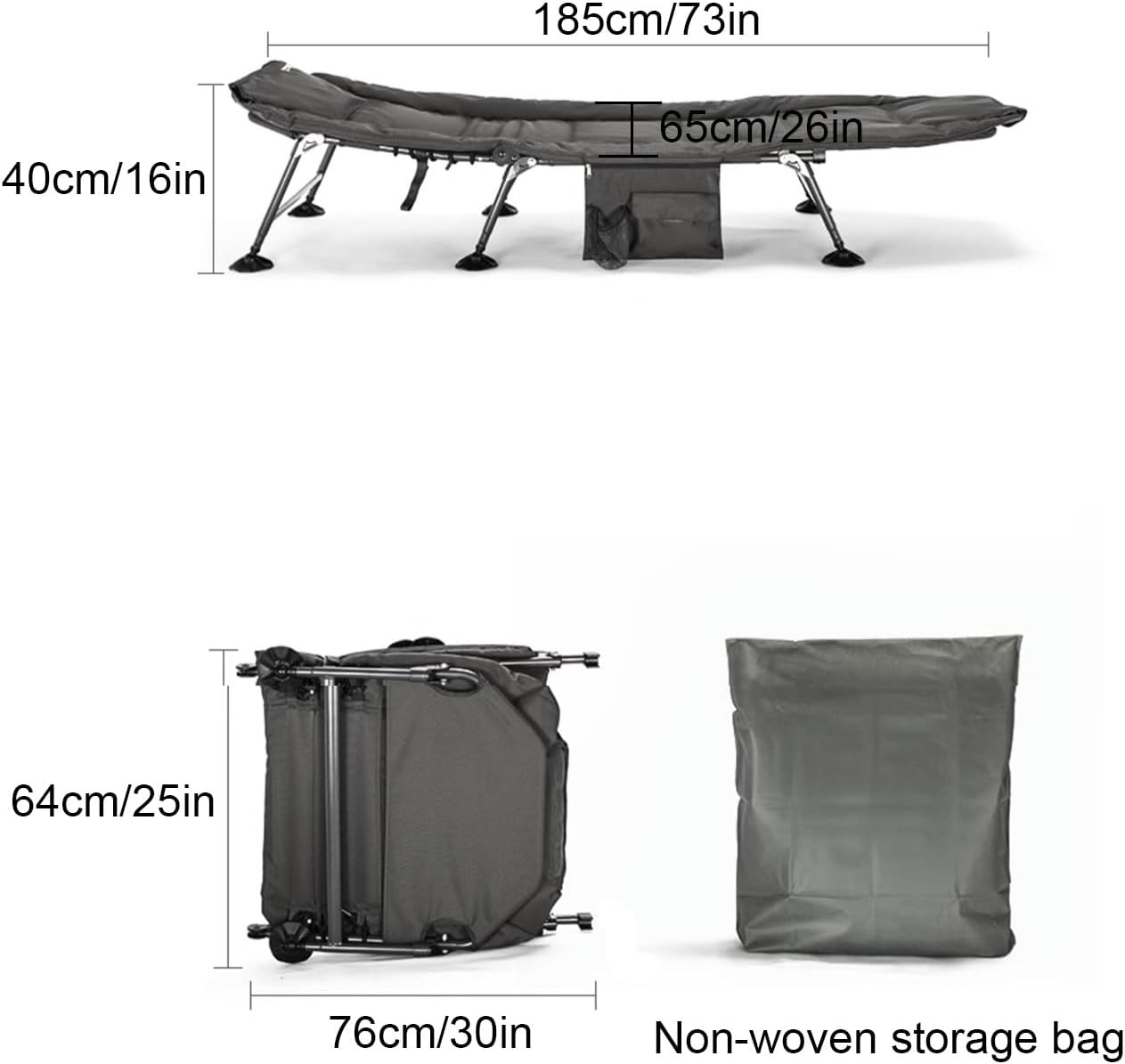 Camping Cot Six-Leg Support, Folding Camping Cot Removable Bed Surface, Camping Cots for Adults Five-Speed Adjustment, Sound Insulation Layer Design
