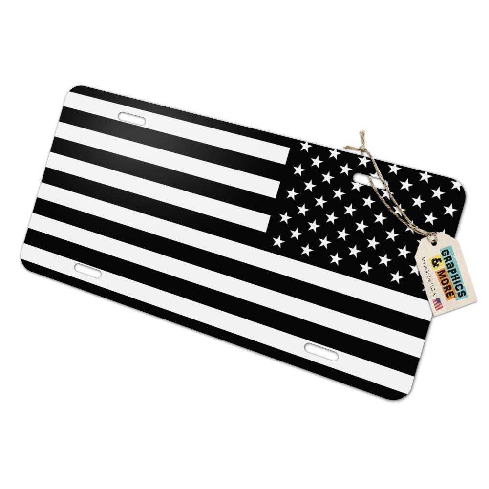 GRAPHICS & MORE Subdued Reverse American USA Flag Black White Military Tactical Novelty Metal Vanity Tag License Plate