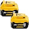 Batería de 12Ah de repuesto para Dewalt 20V Max (amarillo, paquete de 2) | Compatible con taladro de impacto Dewalt 20V, martillo perforador, Sawzall, aspiradora 1