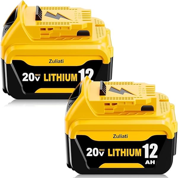 Batería de 12Ah de repuesto para Dewalt 20V Max (amarillo, paquete de 2) | Compatible con taladro de impacto Dewalt 20V, martillo perforador, Sawzall, aspiradora