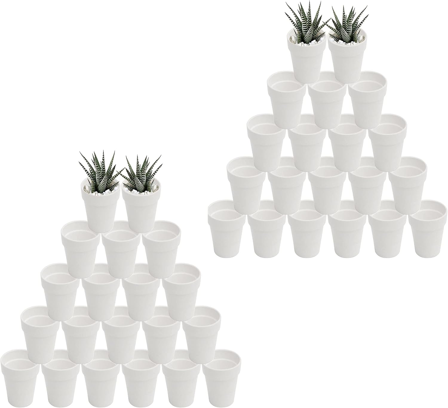 3 inch Clay pots mini Craft Nursery Cactus Permeable Succulent Pottery pots DIY Home Office Desktop Window sill Decoration Wedding-White (40)