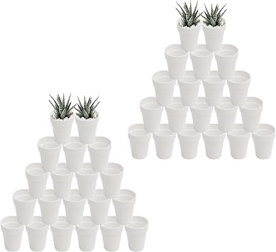 3 inch Clay pots mini Craft Nursery Cactus Permeable Succulent Pottery pots DIY Home Office Desktop Window sill Decoration Wedding-White 40