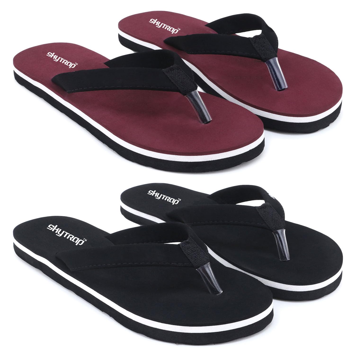 Women Maroon, Black Nubuck Slippers Flipflop Combo of 2 (numeric 7)-image-10
