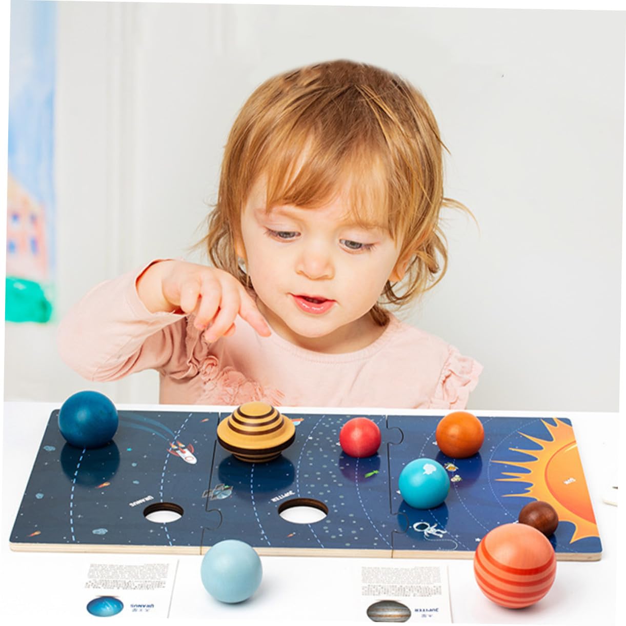 Puzzle Sistema Solar Montessori de Madera para Juguete Educativo de Cognición con Didáctico para Niñas de Edad Temprana