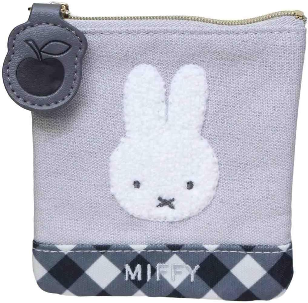 Marimo Craft Miffy Diagonal Check Series Mini Flat Pouch/Characters Trinket Cosmetic Pouch, Cute Gift