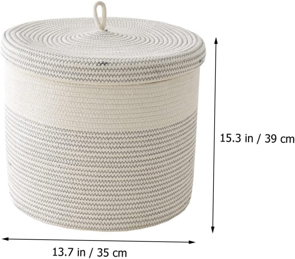 VICASKY Foldable Clothes Laundry Basket with Lid Cotton Rope Organizer for Bedroom and Living Storage Large Capacity Collapsible Dirty Laundry Hamper Multipurpose and Clothing Container