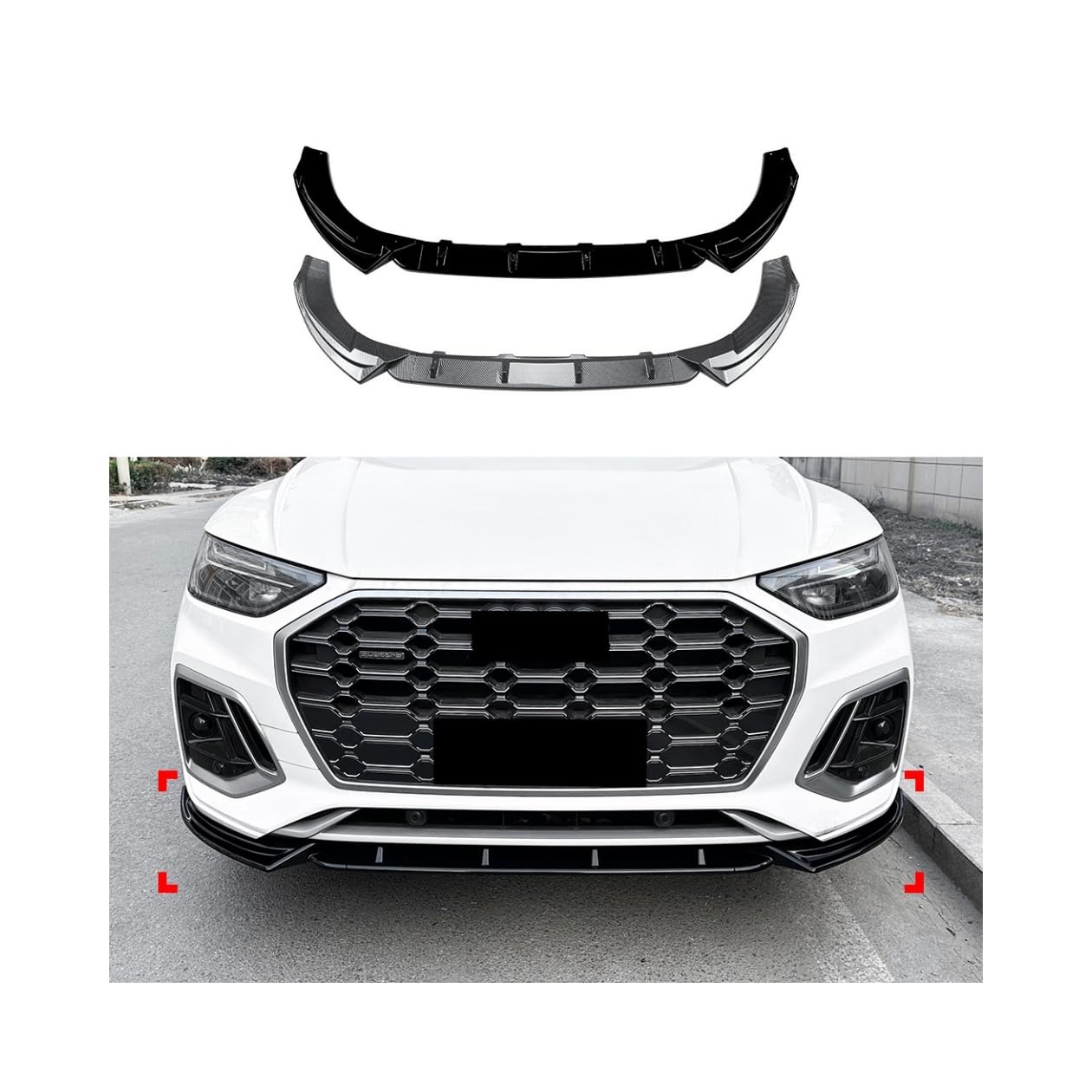 Coche Alerón Delantero Parachoques para Audi Q5 FY Sline 2020-2024, Lip Trim Mentón Frontal Spoiler Labio Difusor Exteriores Accesorios,Bright Black