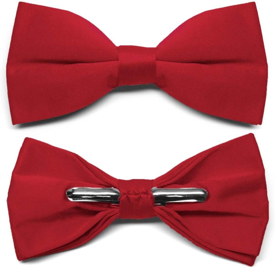 TieMart Festive Red Clip-On Bow Tie