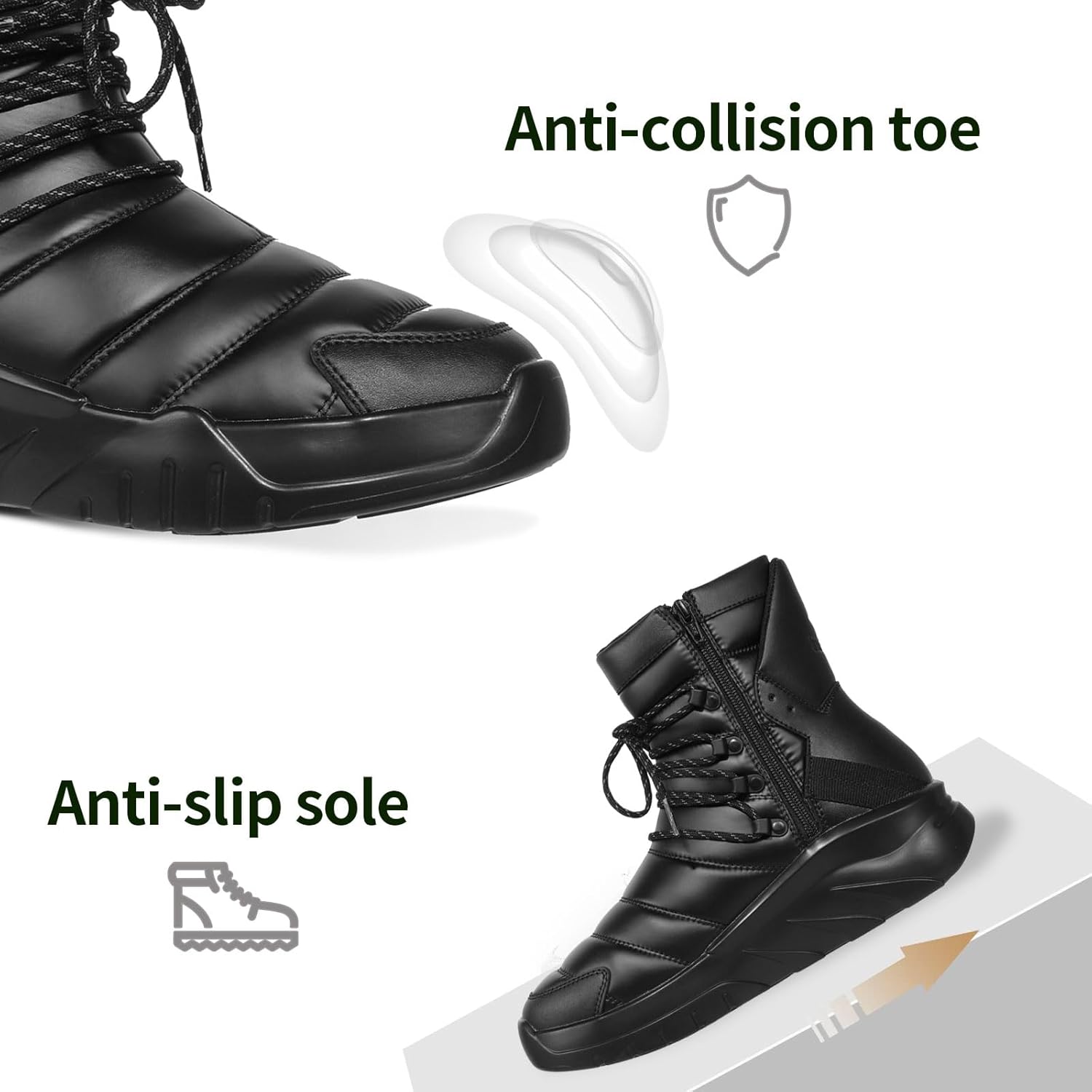 Soulsfeng Men's Women's Waterproof Fashion Boots Winter Warm High Top Shoes Anti-Slip Ankle Booties - Image 5