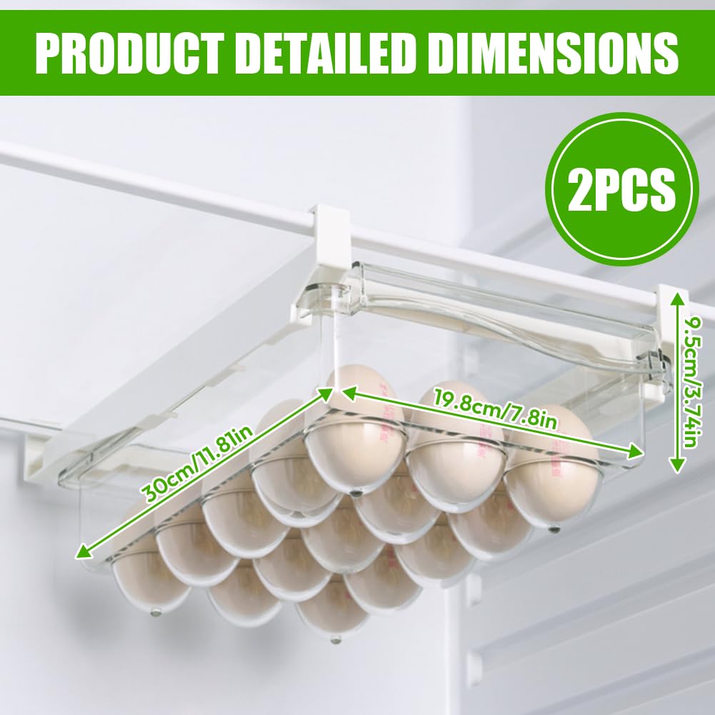 Kühlschrank Organizer, Tutamaz 2Pcs Fridge Organizer und Kühlschrank Organizer Set Schublade Praktischer Küchen Organizer für Eieraufbewahrung und Aufbewahrungsboxen (Eier)