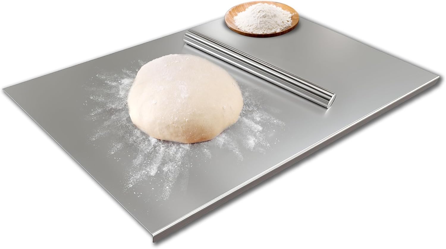 Large Stainless Steel Cutting Board, 33.5"x19.7" Kitchen Board with lip for Meat Prep, Vegetables, Baking Non-Slip & Easy-to-Clean over the Sink Cutting Board for Kitchen