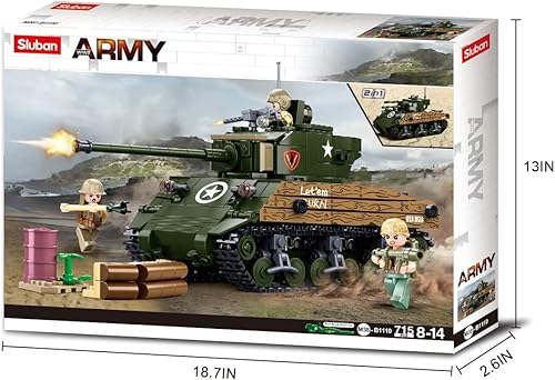 Miniatura 5 de Sluban Bloques de construcción de juguete de la Segunda Guerra Mundial  Tanque mediano M4A3 (Sherman IV) 76W Educativo Aprendizaje Juguetes de