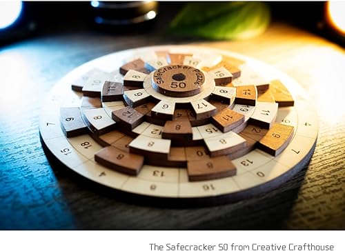 Miniatura 4 de Creative Crafthouse Safecracker 50 - Rompecabezas de matemáticas difícil para adultos, rompecabezas cerebral de madera hecho a mano, rompecabezas de