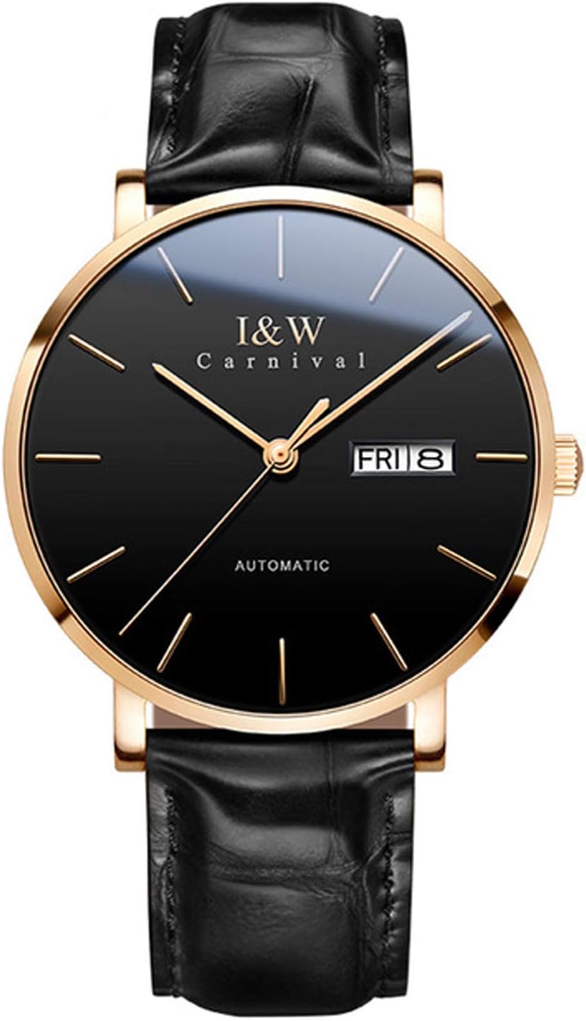 Fashion Automatic Mechanical Watches Simple Thin Leather Strap Sapphire Crystal Waterproof Wristwatches