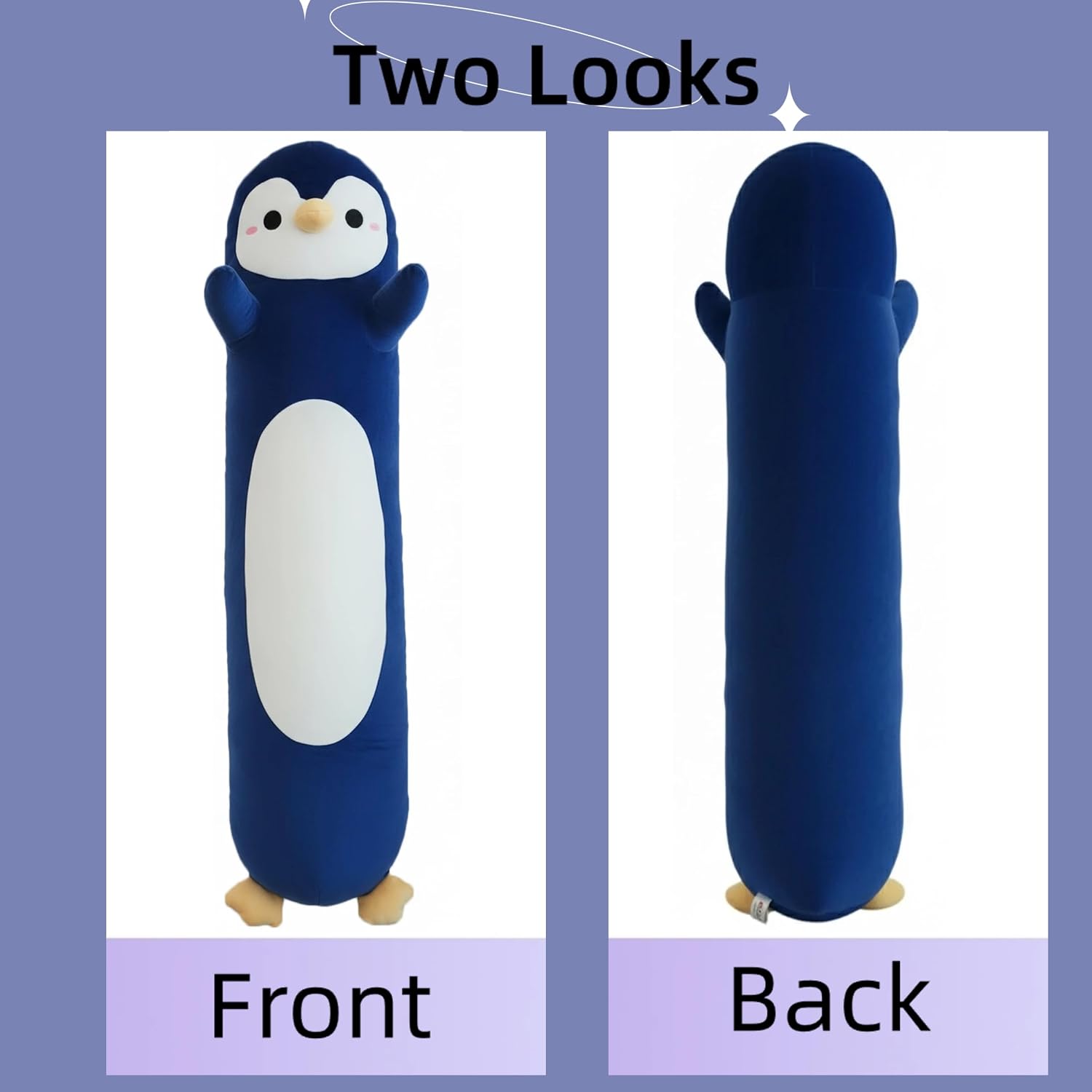 Kekeso Penguin Plush, Long Penguin Plush Pillow Ultra Soft Huggable Stuffed Animal Body Pillow for Kids Adults (Navy Blue, 90cm/35.43in)