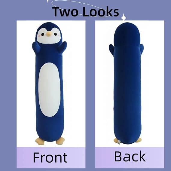 Kekeso Penguin Plush, Long Penguin Plush Pillow Ultra Soft Huggable Stuffed Animal Body Pillow for Kids Adults (Navy Blue, 60cm/23.62in)