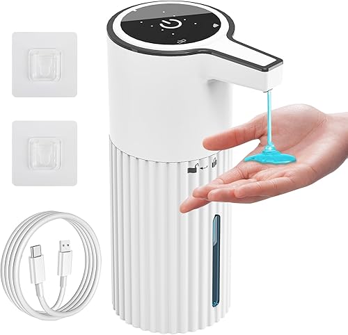 Miniatura 1 de Dispensador automático de jabón, control de flujo continuo, 13.5 fl oz, gran capacidad, recargable, impermeable, dispensador de jabón de volumen