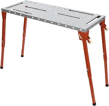 Metal Welding Table Folding 1000 lbs Load Capacity 46"x18" Portable Welding Workbench with Casters Height Adjustable Work Table for Welding, Sawing, Drilling