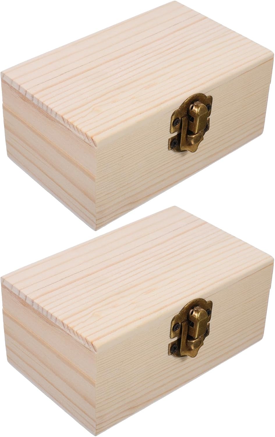 ABOOFAN 2pcs Unfinished Wood Craft Jewelry Box with Hinged Lid, Small Rustic Pine Treasure Chest Storage Box, Paintable Wooden Crate for Vanity or Makeup Tables, Efficient Organization