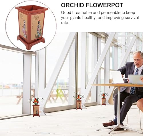 Miniatura 8 de Happyyami 4 juegos de macetas de orquídeas grandes macetas de cerámica para cactus maceta decorativa para suculentas, maceta redonda grande para