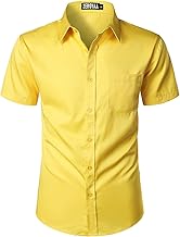 ZEROYAA Men's Casual Urban Stylish Slim Fit Short Sleeve Button Up Dress Shirt with Pocket