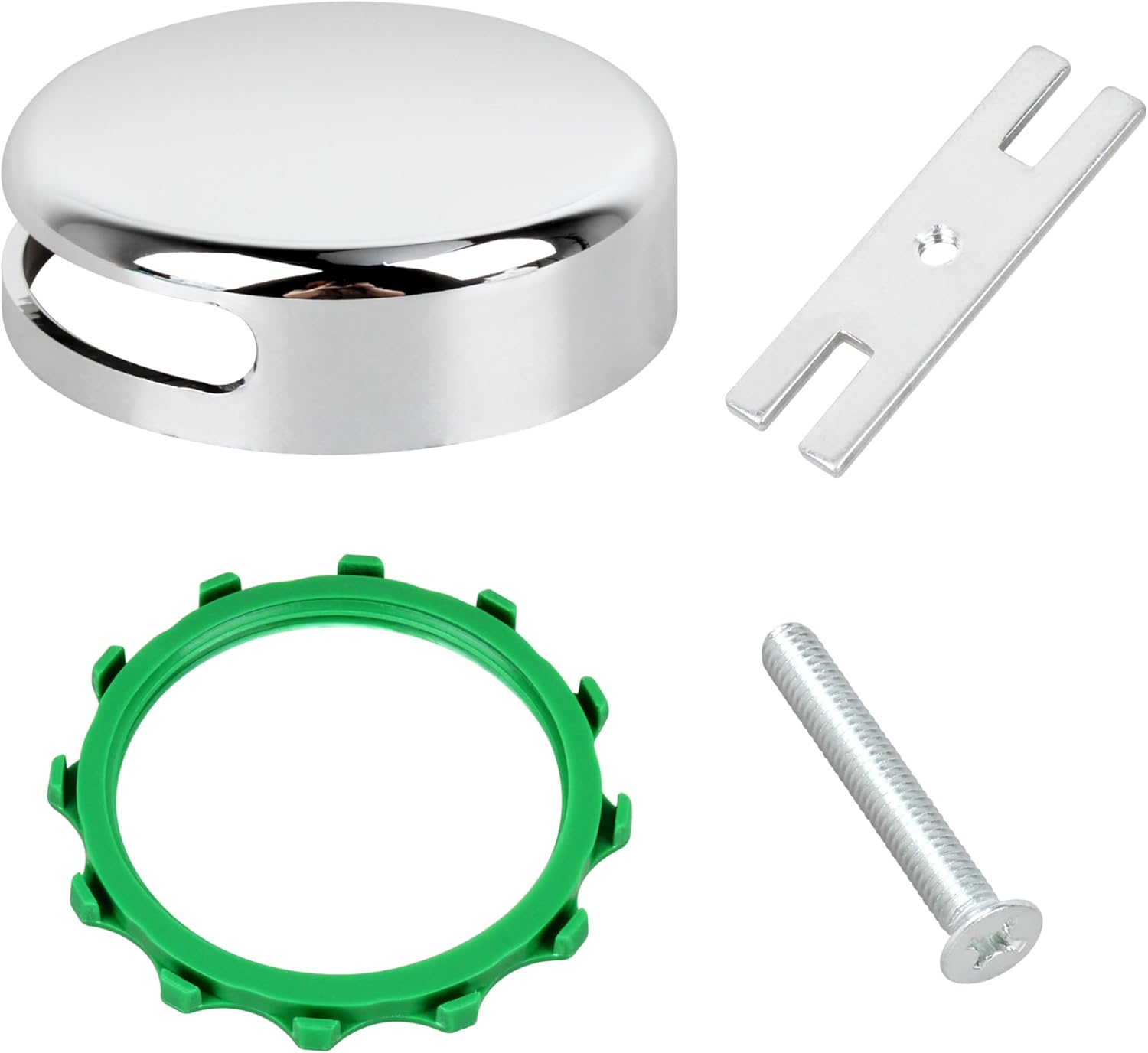 Chrome Plated Bathtub Overflow Drain Cover Kit,Snap-On Installation (5 Pc Bathtub Overflow Drain Cover)