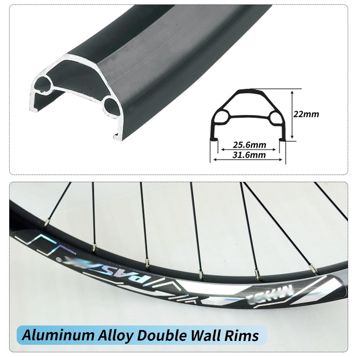 MTB-Laufradsatz 26/27,5/29" Steckachse Mountainbike-Laufräder 20x110mm/12x142mm Aluminiumlegierung Felgen 32 Loch Für 7-12 Gang Kassette Scheibenbremse Fahrrad-Rad