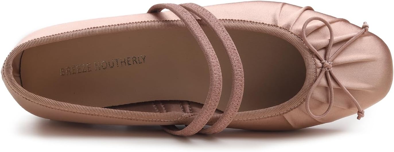 Women's Square Toe Mary Jane Fashion Ballet with Strap Comfort Dressy Working Flats