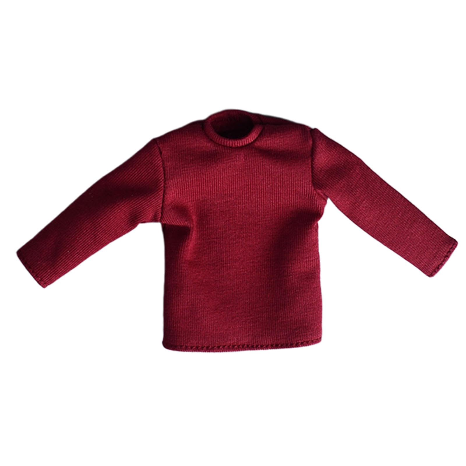 TWTCZOZ Doll Miniature Shirt 1/12 Scale Pullover Top Long Sleeve Outfit Casual for 6 Inch Figures Cloth Material Suitable for Action Figure Collection DIY Dre, Dark red