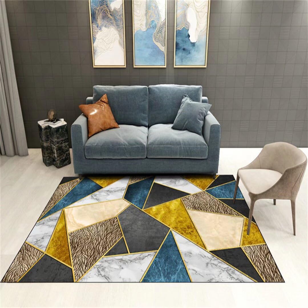 Tapis bureau au motif géométrique bleu pour sol élégant