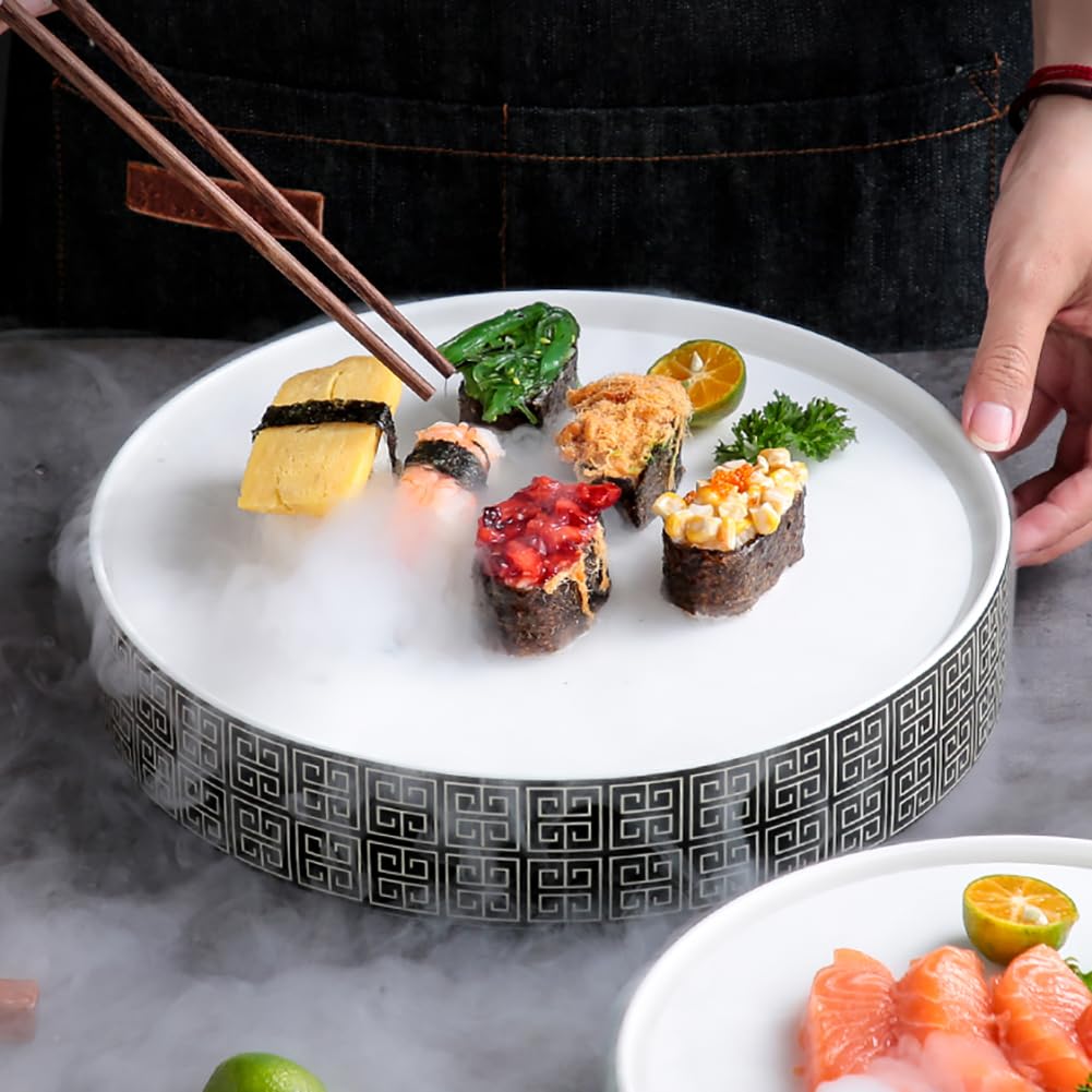 Assiette de Service en céramique pour Sashimi de Glace carbonique