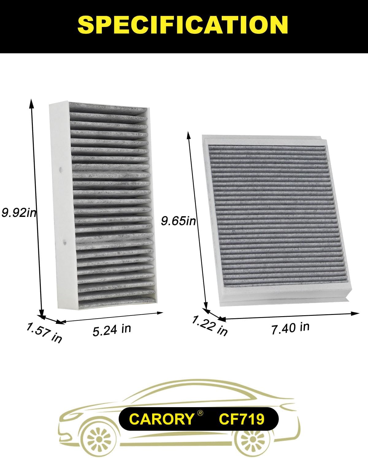 CARORY Cabin Air Filter w/Activated Carbon for Mercedes-Benz GLE350 (2016-2018), GLE400 (2016-2019), ML350 (2012-2015), GLS450 (2017-2019), OE# 1668300318, 1668307201, 2928300000, CF11719, XC10009C