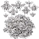 72 Pieces Assorted Antique Silver Honey Bee Charms Metal Fly Insect Charms Pendants Craft Supplies...