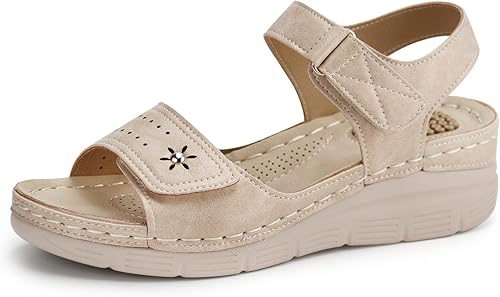 JABASIC Sandalias cómodas para mujer, sandalias ortopédicas para caminar, sandalias ortopédicas con soporte para el arco